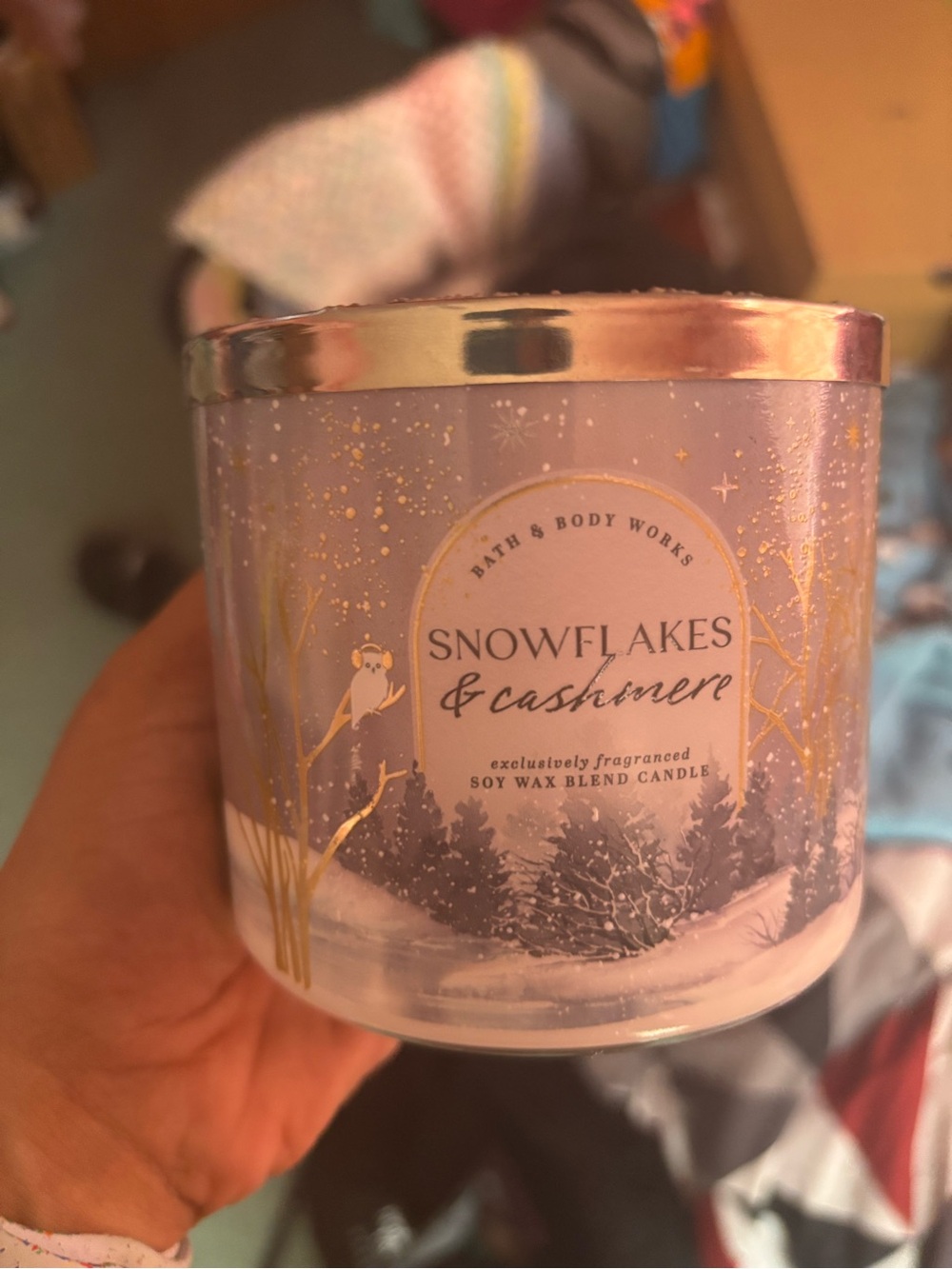 Bath & Body Works Snowflakes & Cashmere Soy Wax Candle - Lavender